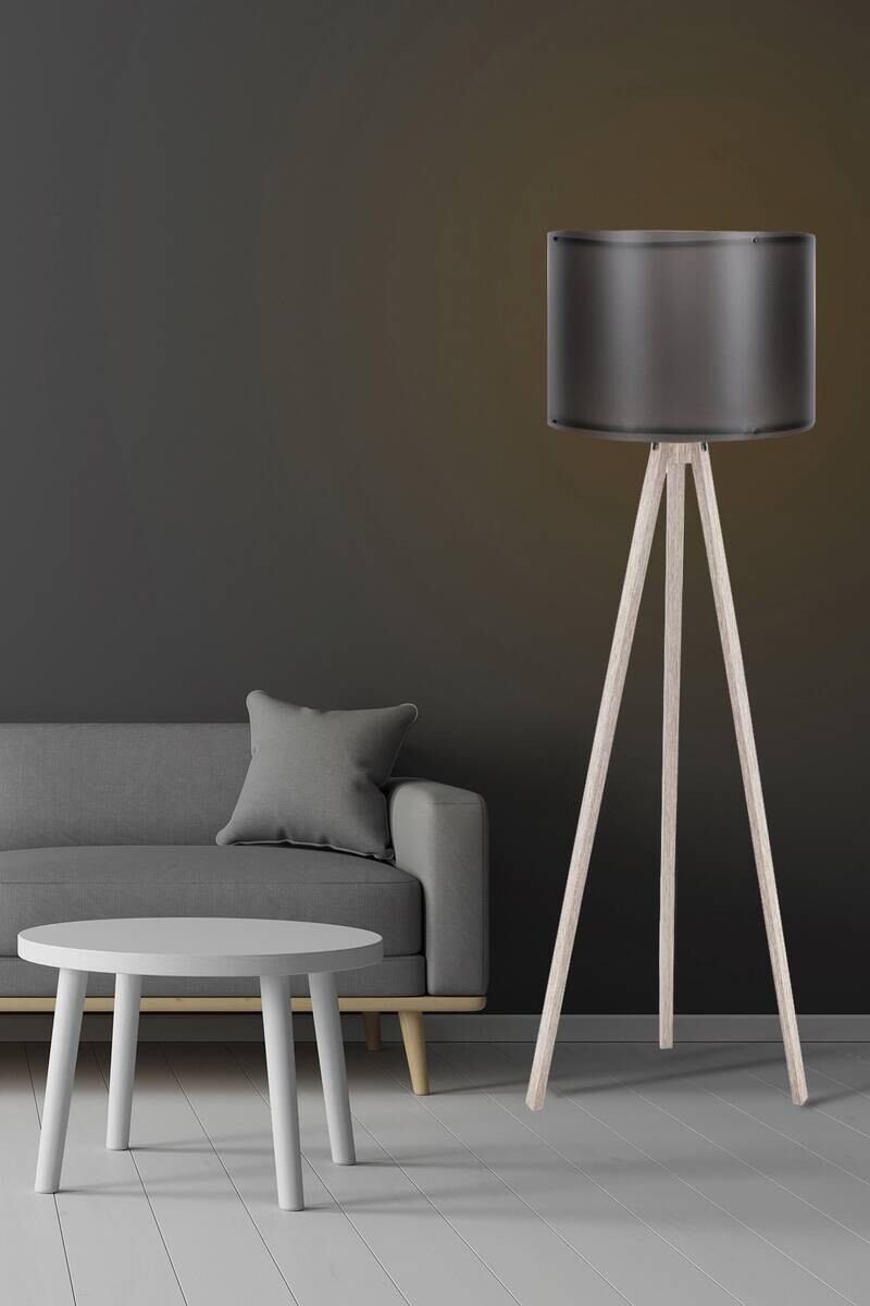 Opviq Stehlampe schwarz creme MDF Polypropylen B/H/L: ca. 38x145x38 cm E27 1 Brennstellen