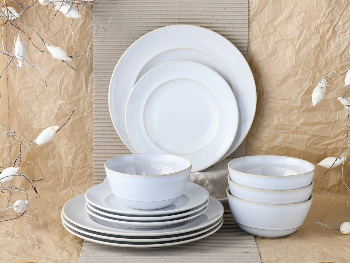 CreaTable Tafelservice ANTIQUE sand Steinzeug 12 tlg.