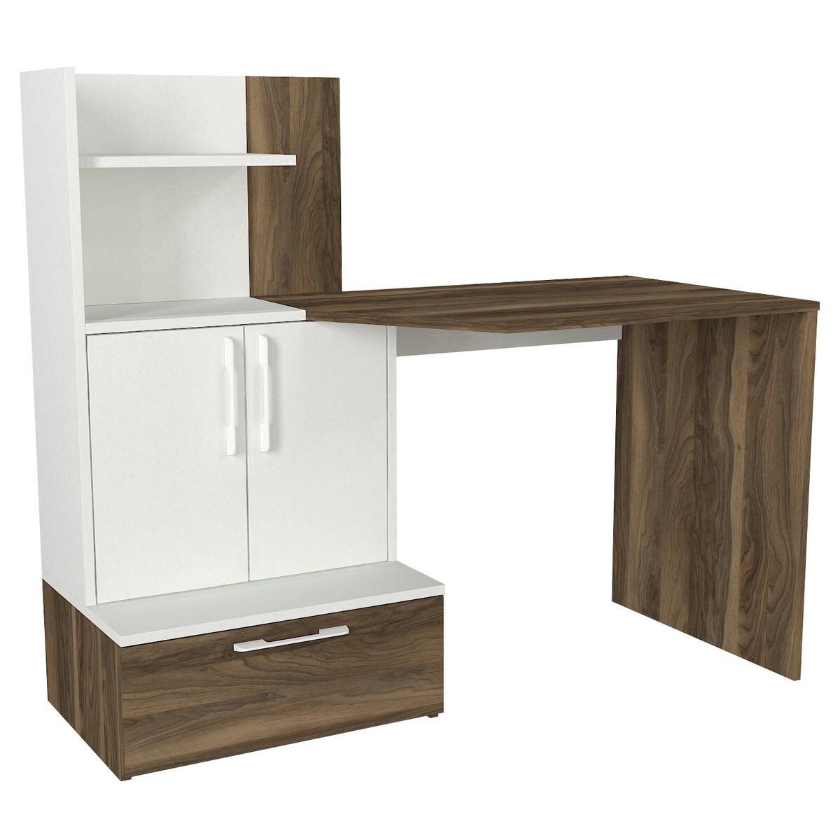 Schreibtisch Padora walnuss Nachbildung weiß B/H/T: ca. 131x115x60 cm