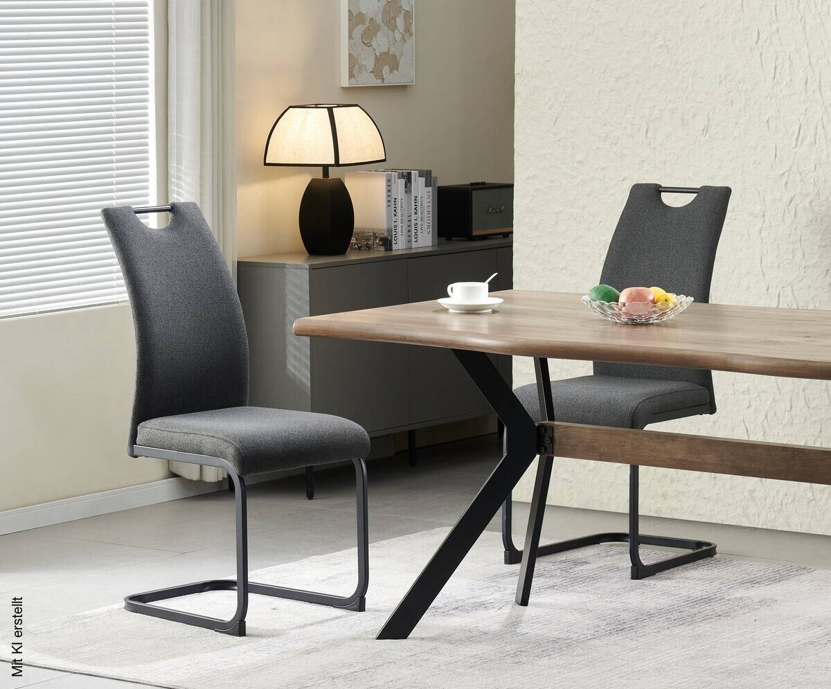 Schwingstuhl HANNA, 2er Set anthrazit Webstoff B/H/T: ca. 43x98x59 cm