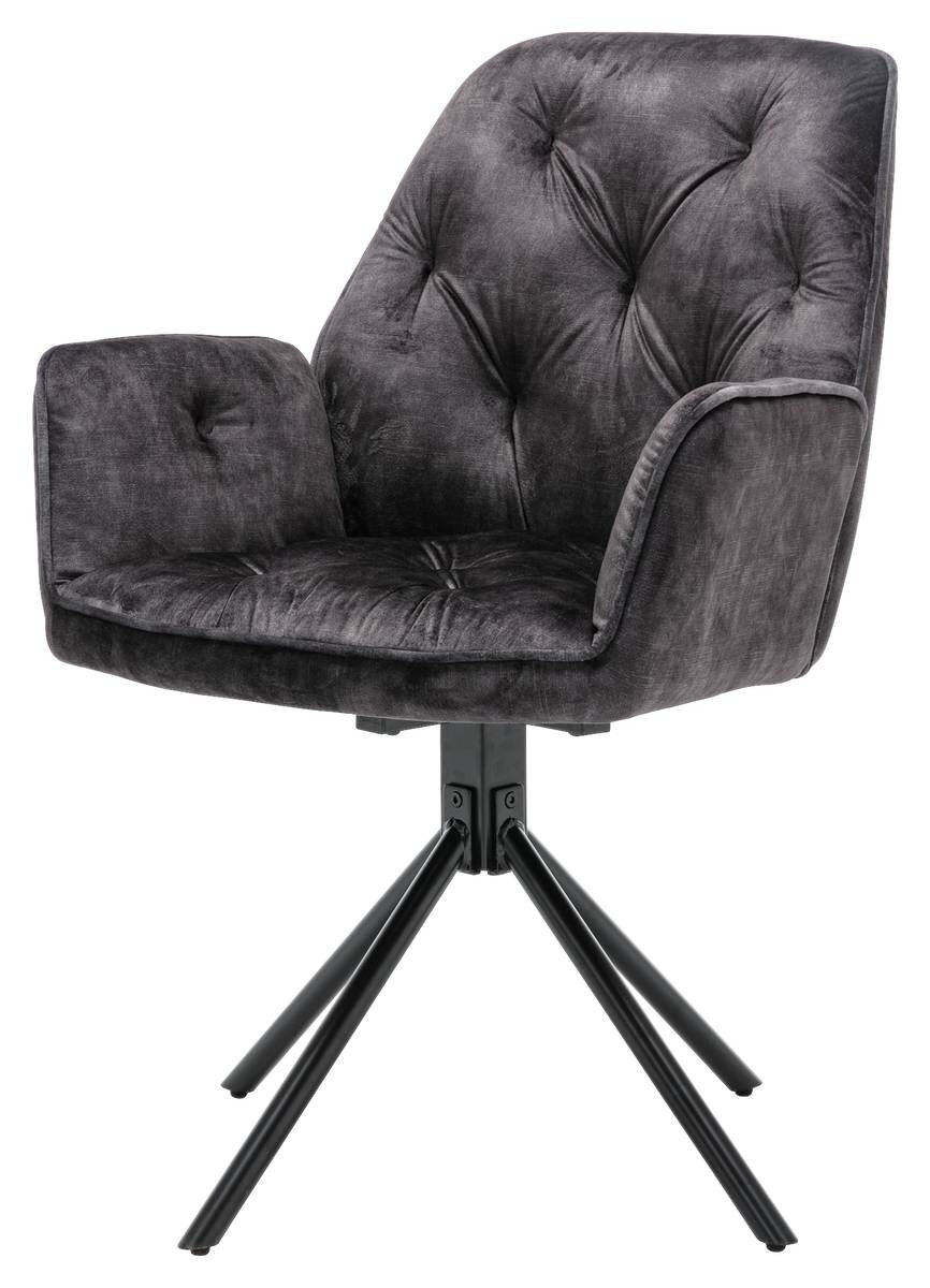 byLIVING Sessel SARINA 2er-Set anthrazit Vintage Samt Metall B/H/T: ca. 59,5x89x62 cm