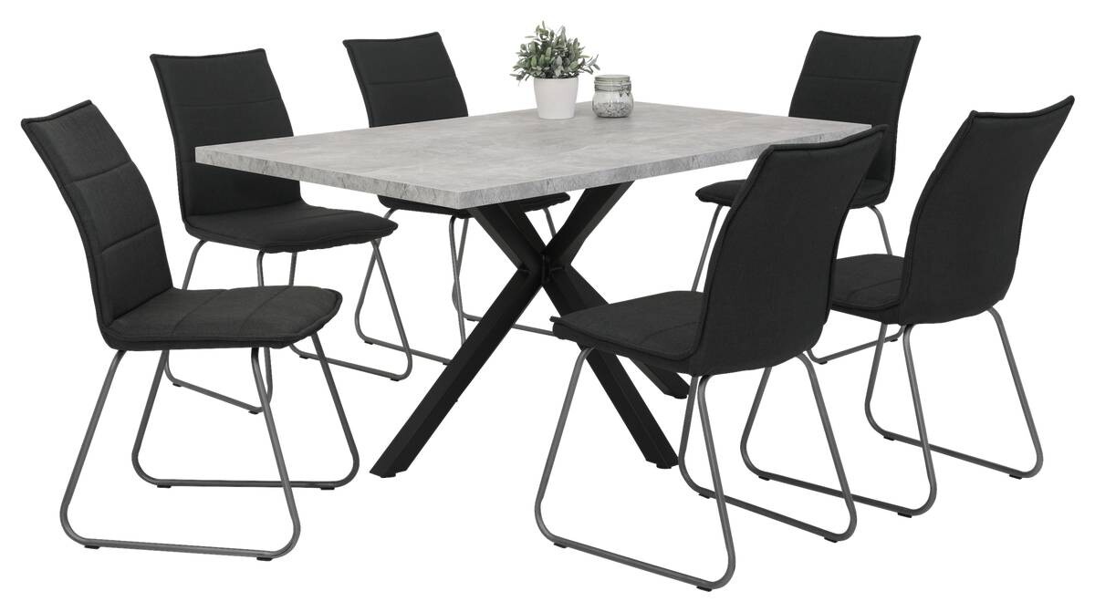 Esstisch CLEO I Beton Optik anthrazit B/H/T: ca. 140x76x90 cm