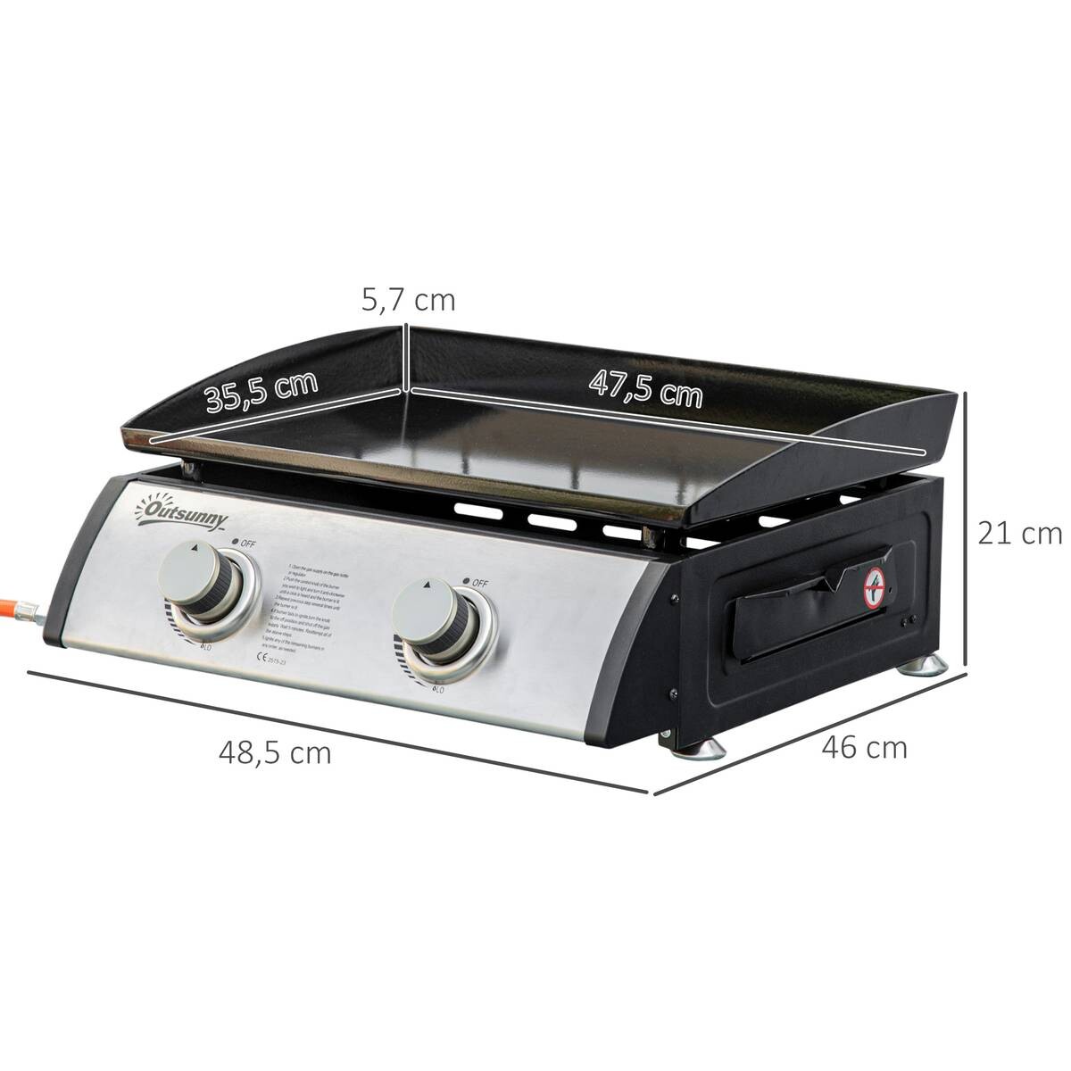 Outsunny Gasgrill Stahl B/H/L: ca. 46x21x48,5 cm