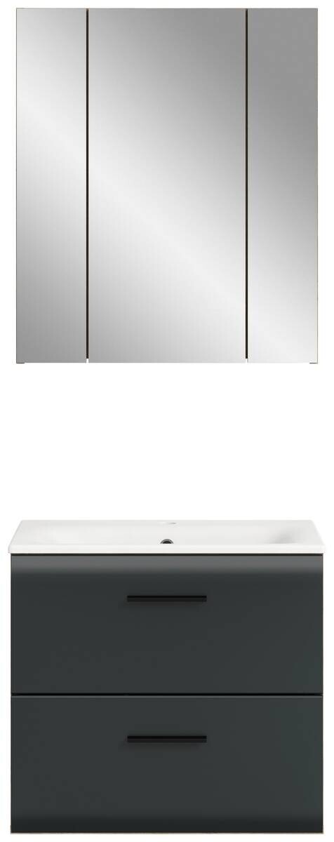 Badezimmer-Set Ice Nox Oak Nachbildung schwarz matt B/H/T: ca. 60x185x46 cm