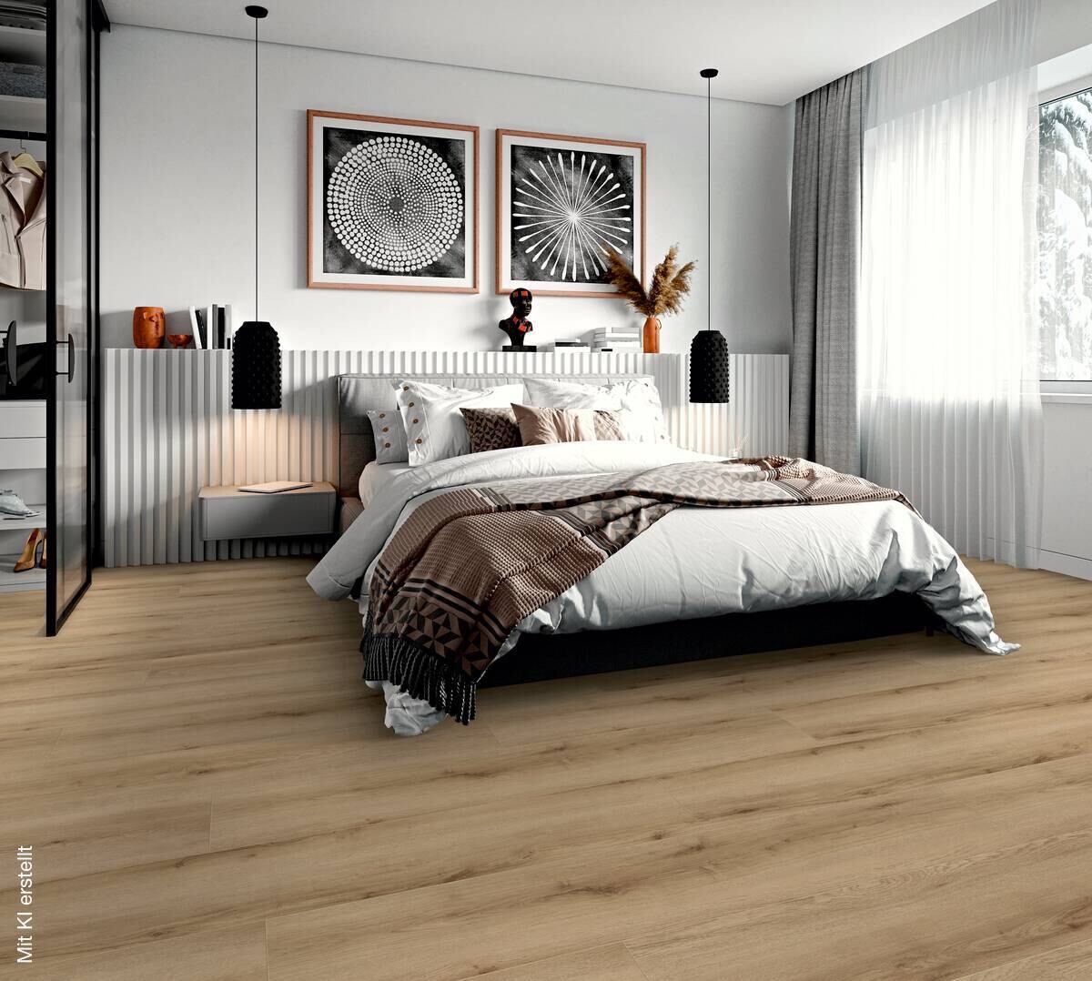Laminatboden Buche natur ca. 2,694 m² im Paket B/L: ca. 24,4x138 cm pro Paket