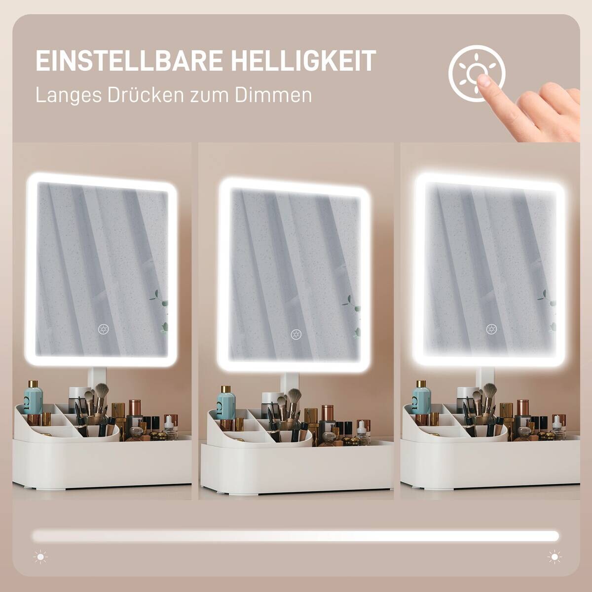 HOMCOM LED-Spiegel weiß B/H/L: ca. 13,8x38x22 cm