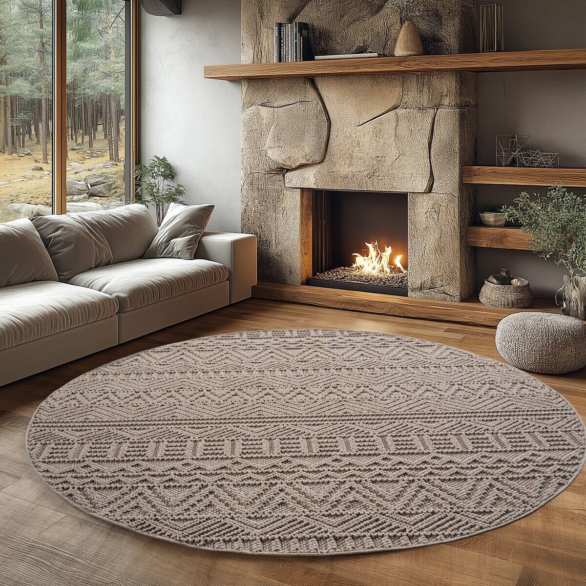 Ayyildiz Kurzflorteppich HELIX beige B/H/L: ca. 80x0,7x80 cm