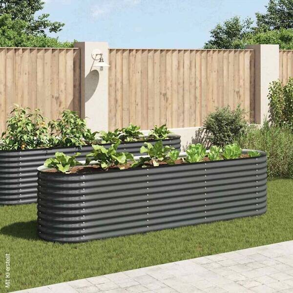 Garten-Hochbeet grau Stahl B/H/L: ca. 80x81x320 cm