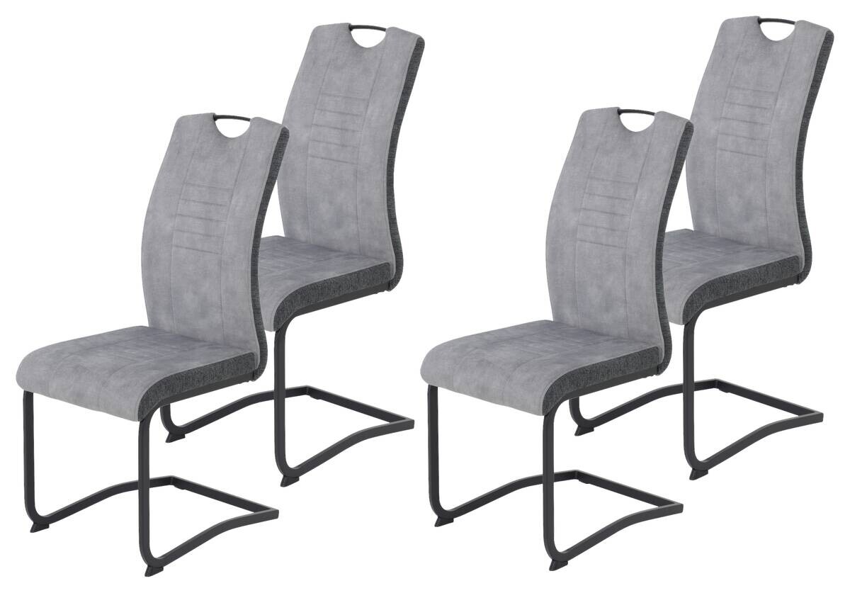 Schwingstuhl Riga, 4er-Set hellgrau Webstoff B/H/T: ca. 44x100x60 cm