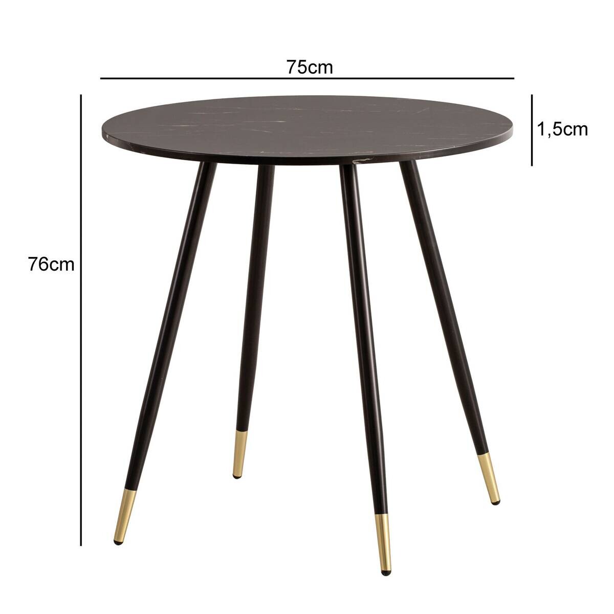 Esstisch schwarz Marmor Optik H/D: ca. 76x75 cm