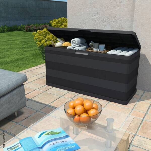 vidaXL Aufbewahrungsbox schwarz Kunststoff B/H/T/L: ca. 45x56x45x117 cm