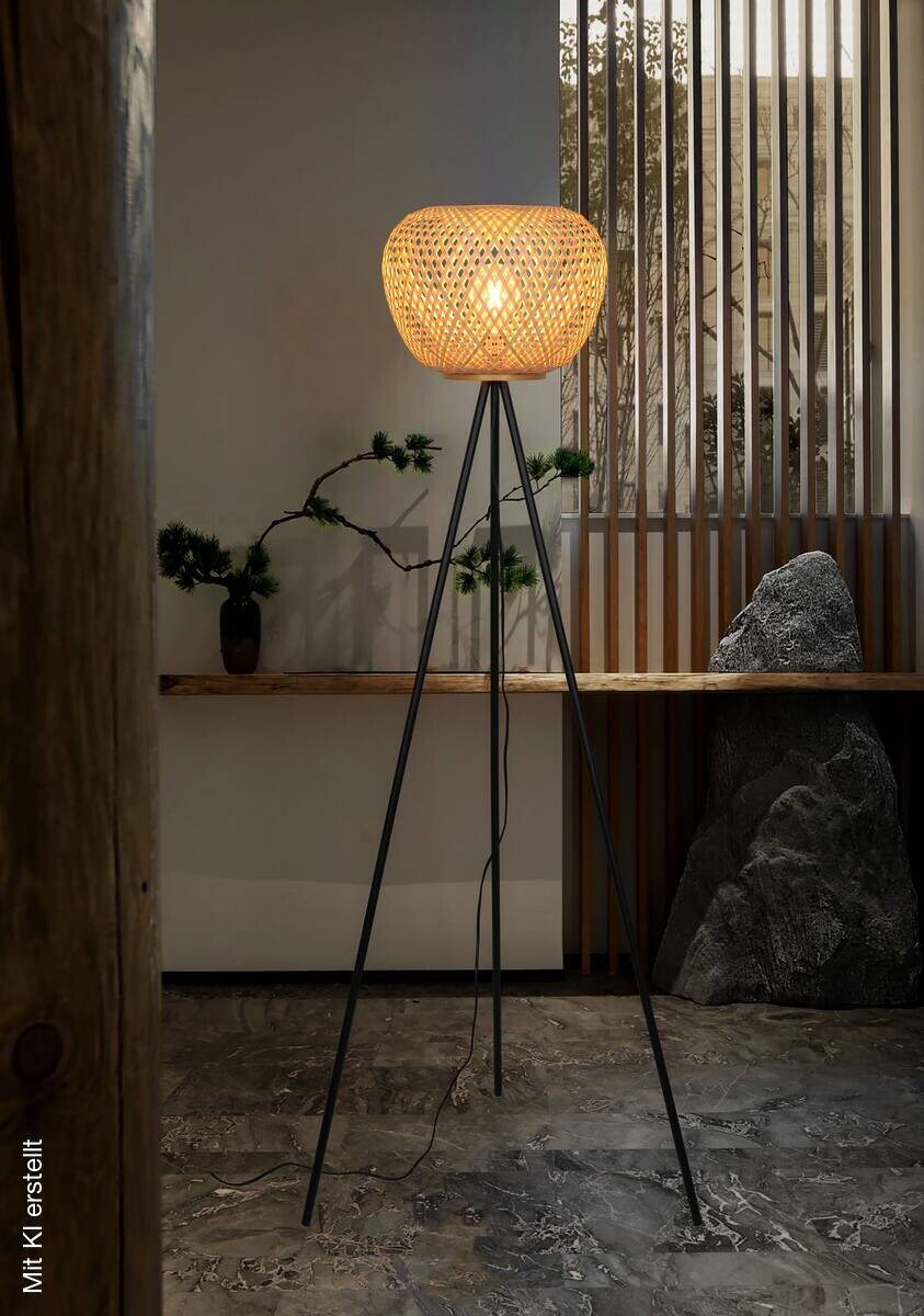POCOline Stehlampe Bella schwarz Metall H/D: ca. 160x35 cm E27 1 Brennstellen