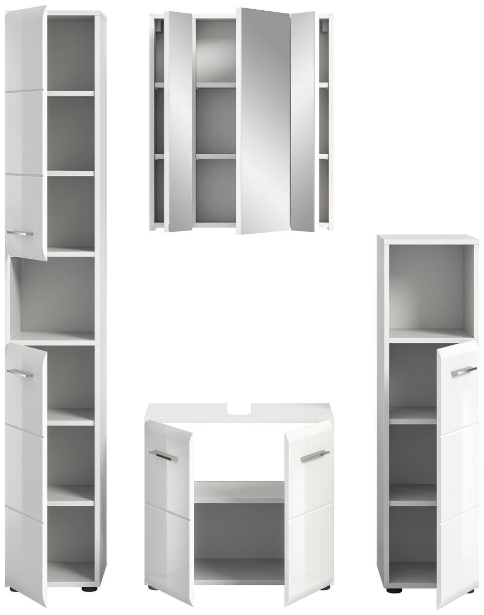 Badezimmer-Set Ice weiß weiß Hochglanz B/H/T: ca. 150x185x30 cm