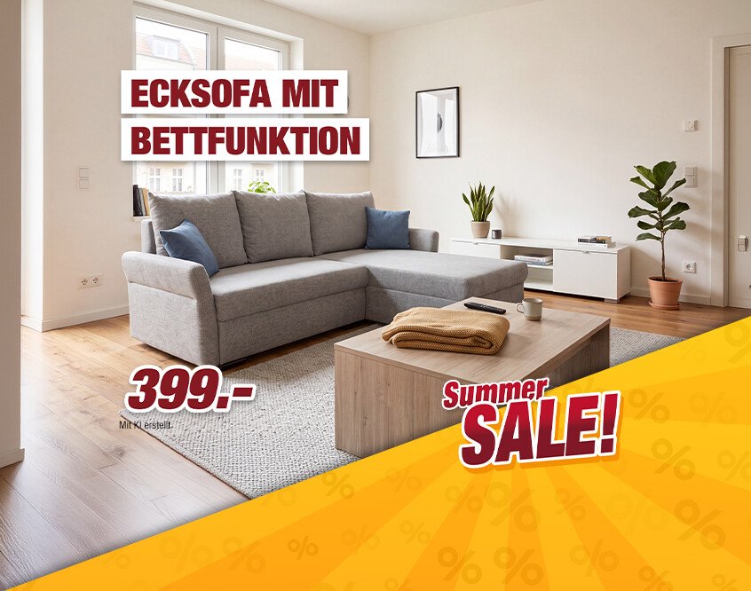 Unsere Werbe Highlights - Ecksofa mit Bettfunktion