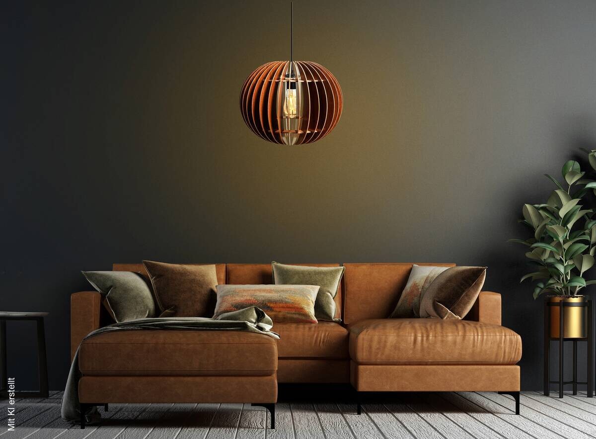 Opviq Pendelleuchte nussbaum MDF B/H/T/L/D: ca. 36x70x36x36x36 cm E27 1 Brennstellen
