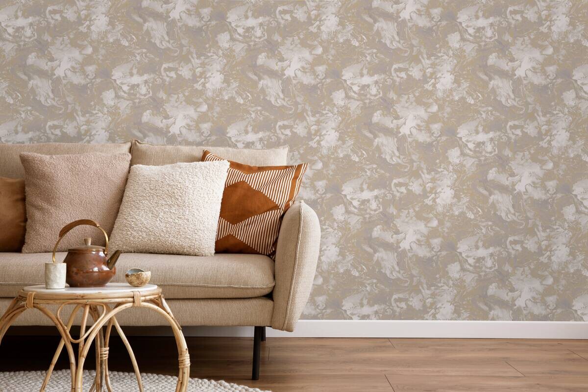 UGEPA Papiertapete Marmoroptik beige gold B/L: ca. 53x1005 cm