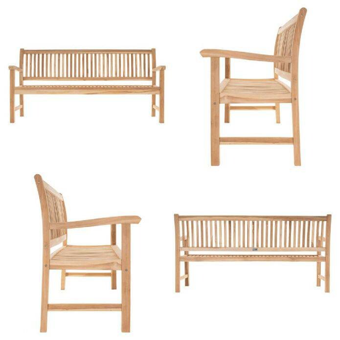 VCM Gartenbank braun Teakholz B/H/L: ca. 60x90x180 cm
