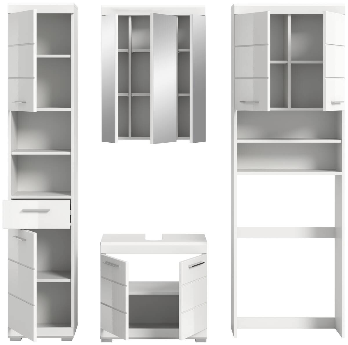 Badezimmer-Set Scout weiß weiß Hochglanz B/H/T: ca. 190x191x34 cm