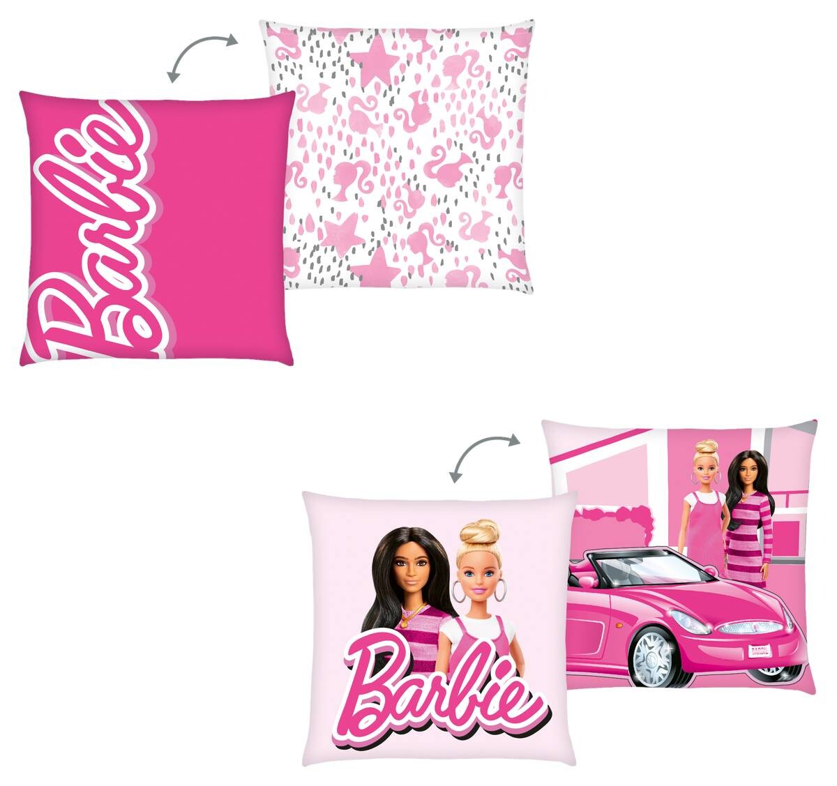 Dekokissen Barbie sortiert 100% Polyester B/L: ca. 40x40 cm