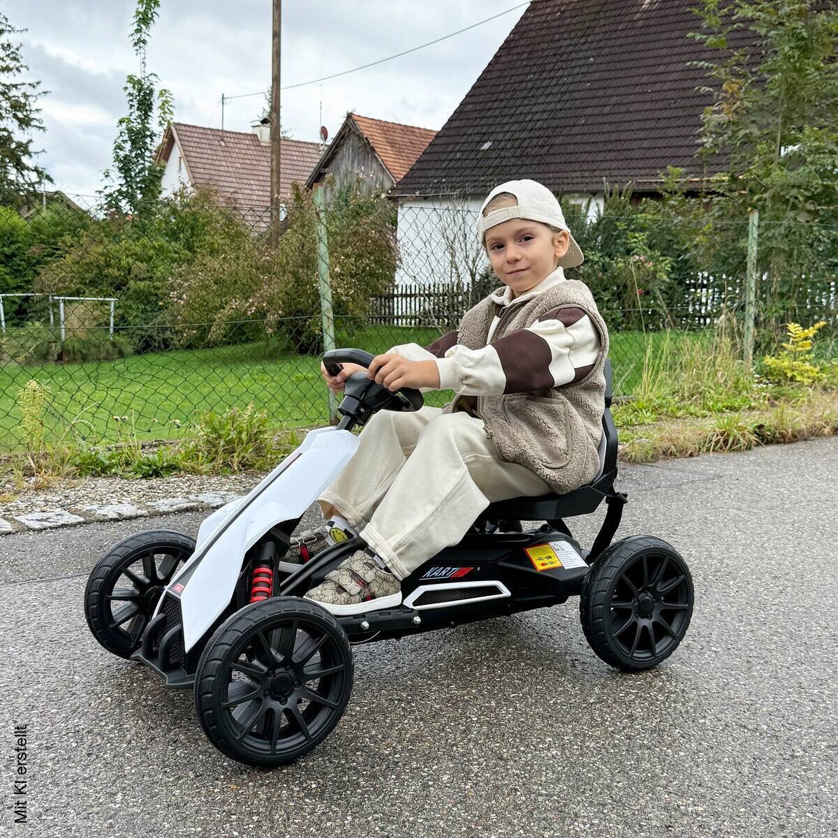 HOMCOM Kinder Elektro Gokart weiß B/H/L: ca. 58x58,5x100 cm