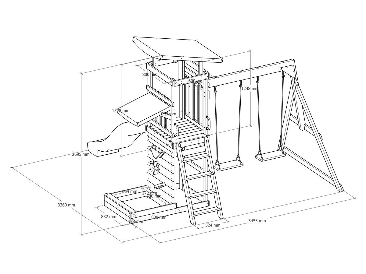 AXI Spielturm Malik braun B/H/L: ca. 345x270x336 cm