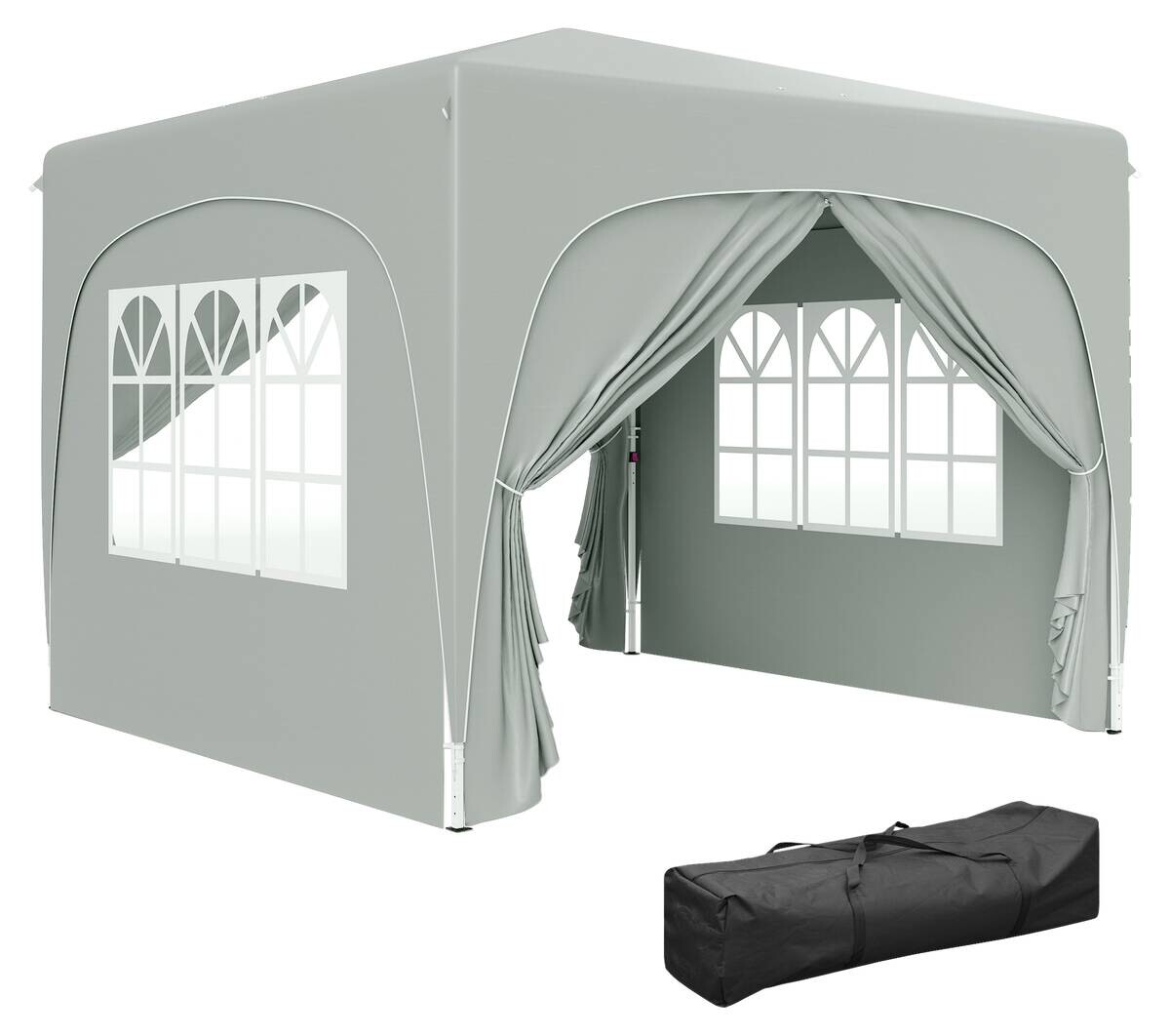 Outsunny Pavillon hellgrau Metall B/H/L: ca. 300x273x300 cm