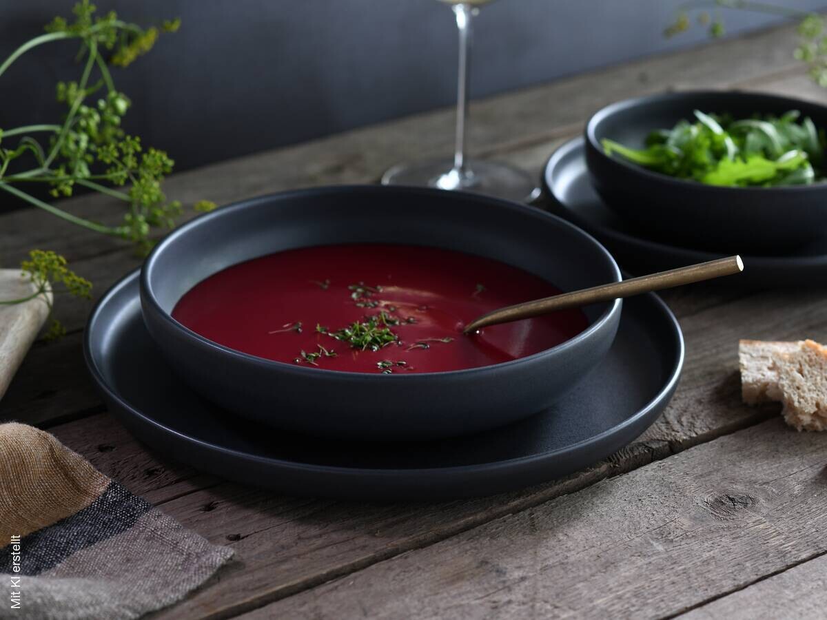 CreaTable Tafelservice Uno Black schwarz Steinzeug 8 tlg.