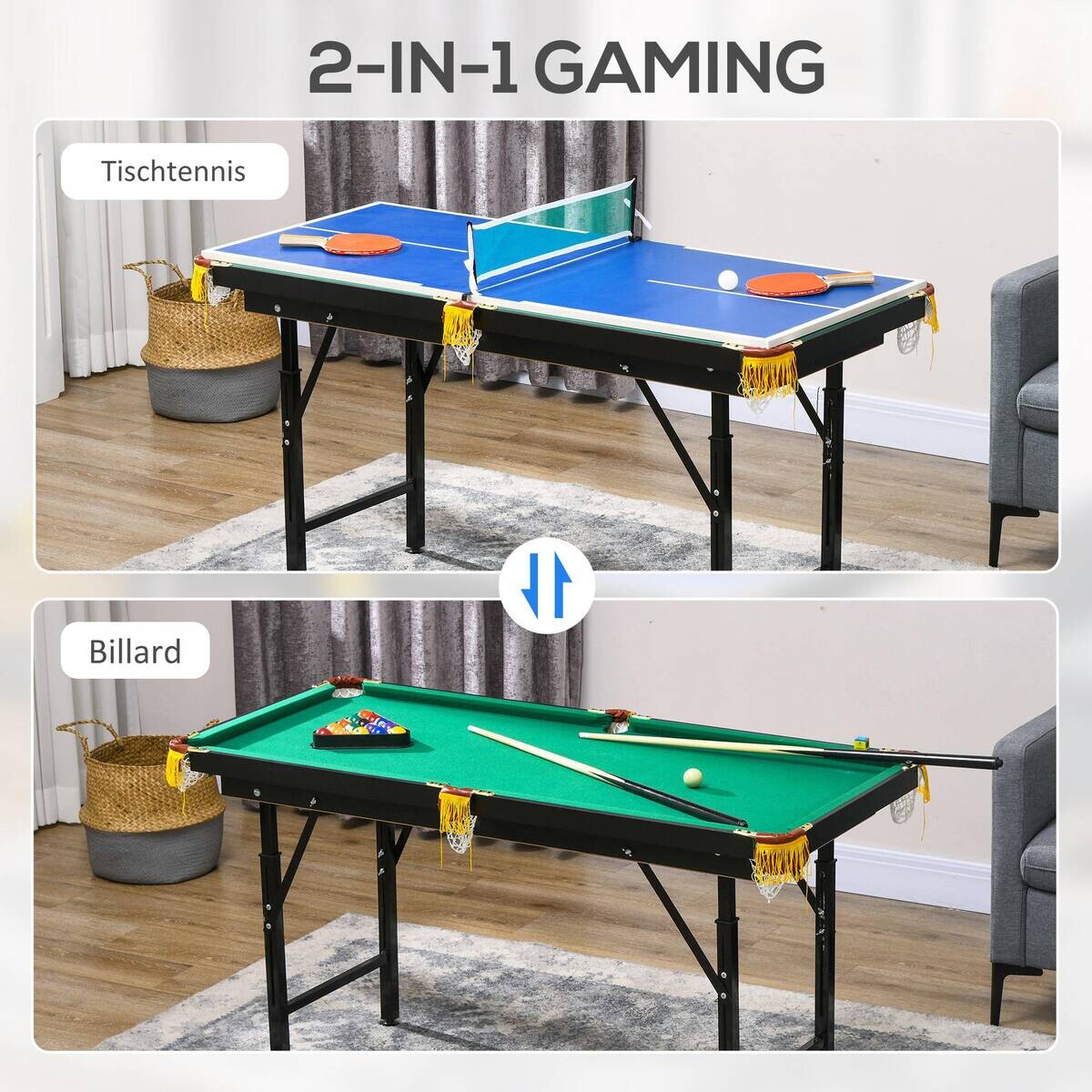 SPORTNOW Multispieltisch grün Stahl B/H/L: ca. 63x80x140 cm