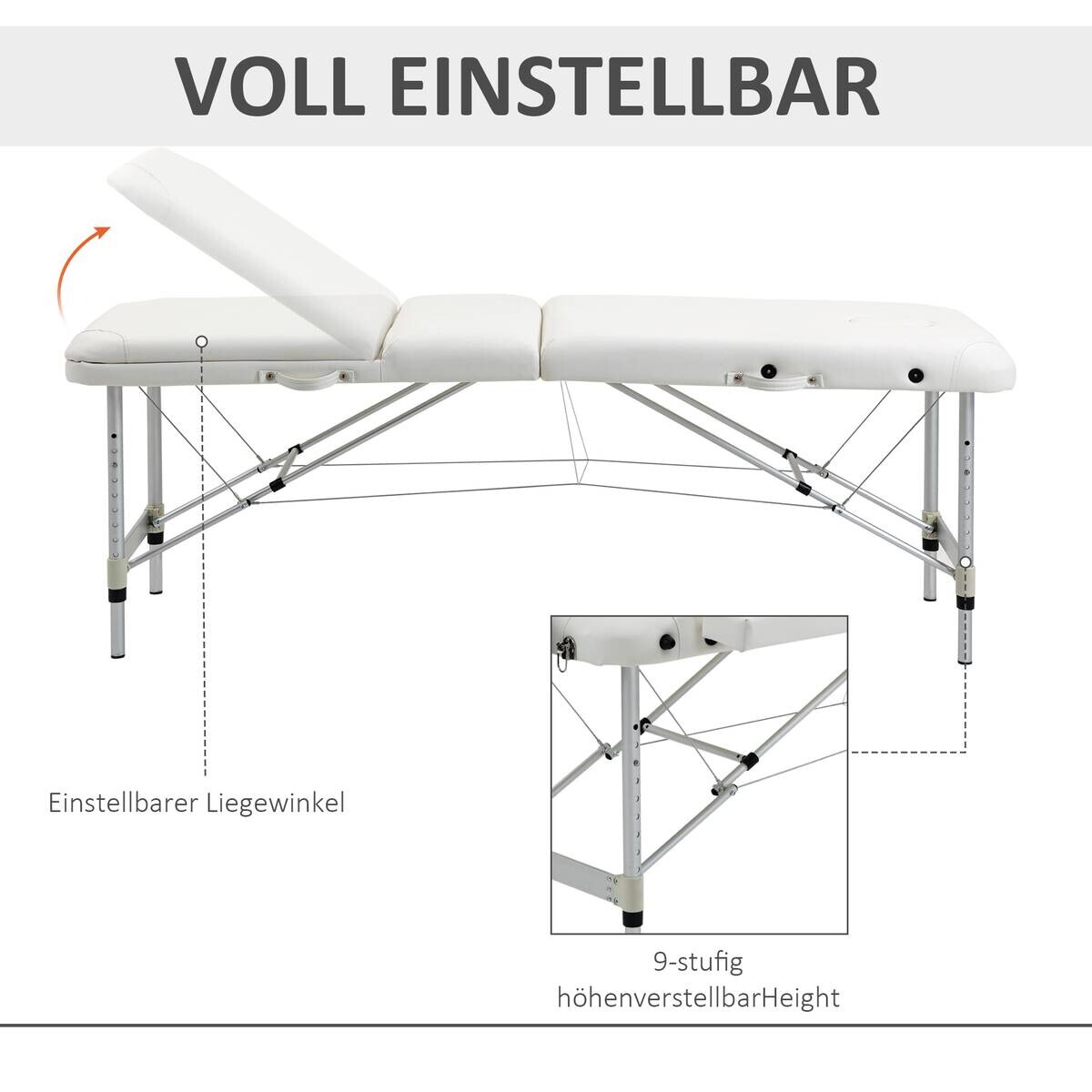 HOMCOM Massageliege weiß PVC B/H/L: ca. 60x215x84 cm