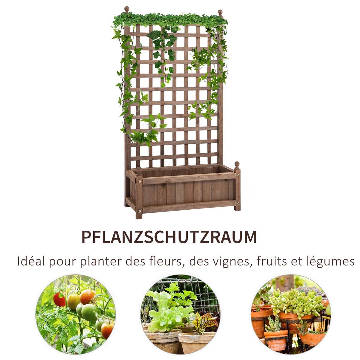 Outsunny Pflanzkasten braun Holz B/H/L: ca. 28x120x64 cm