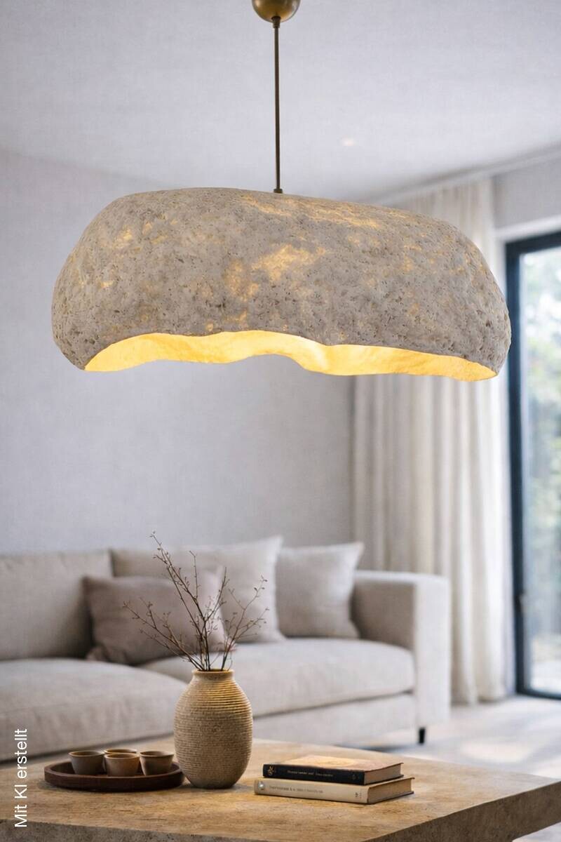 Pendelleuchte creme Metall Beton B/H/L/D: ca. 54x80x54x54 cm E27 1 Brennstellen