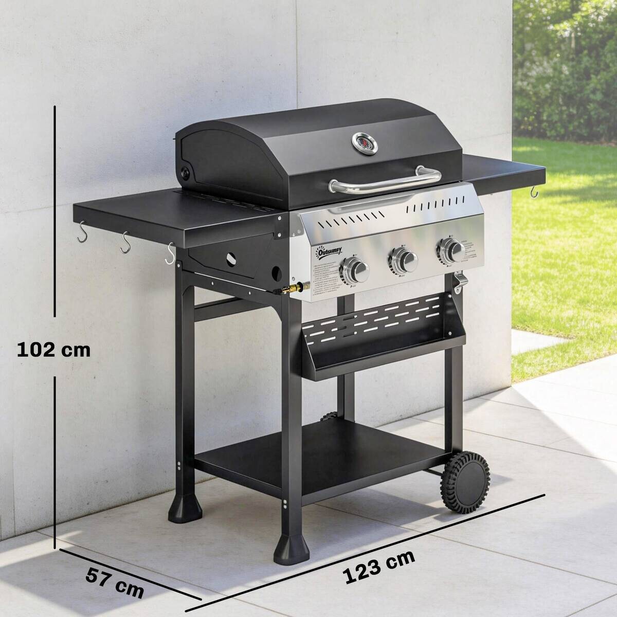 Outsunny Gasgrill Metall B/H/L: ca. 57x102x123 cm