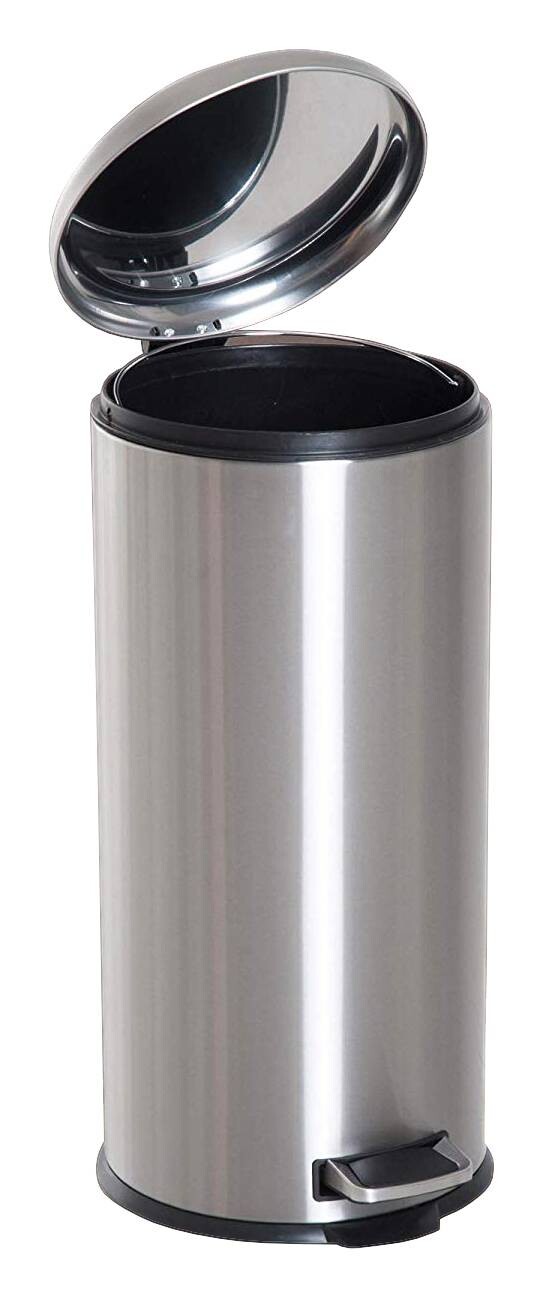 HOMCOM Pedal-Mülleimer silber H/D: ca. 62,9x29,2 cm