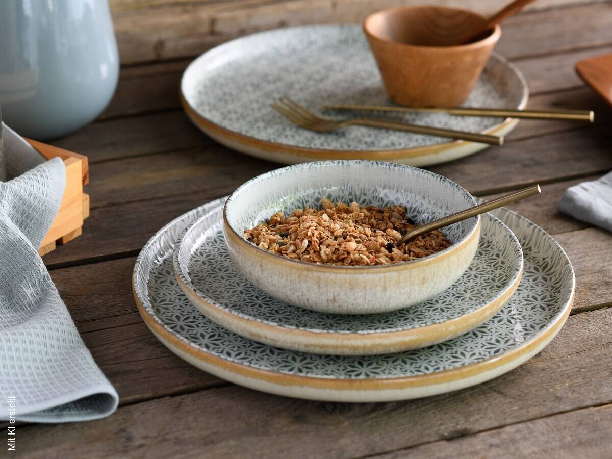 CreaTable Tafelservice Uno Emiliana grau Steinzeug 12 tlg.