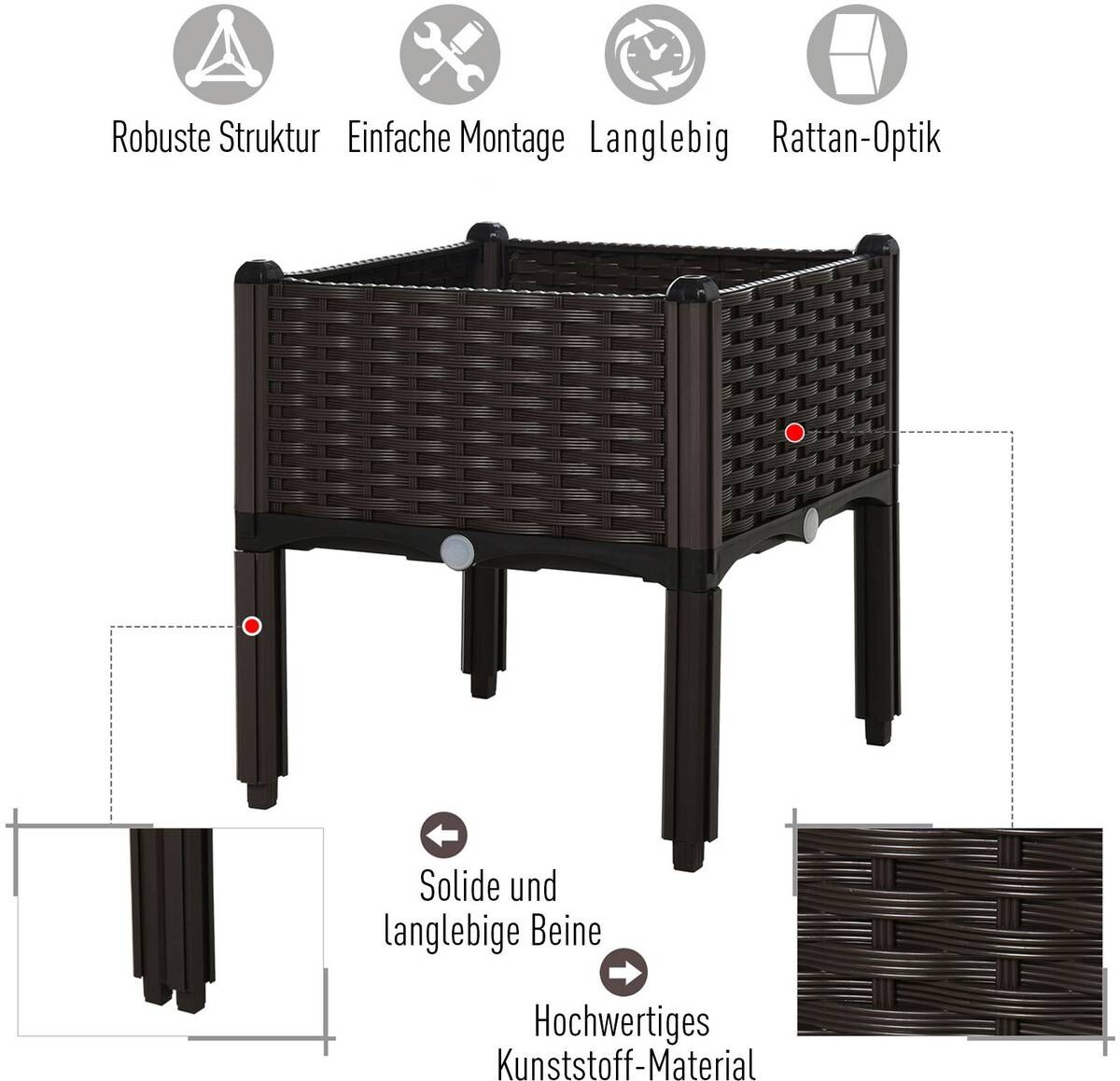 Outsunny Hochbeet B/H/L: ca. 40x44x40 cm