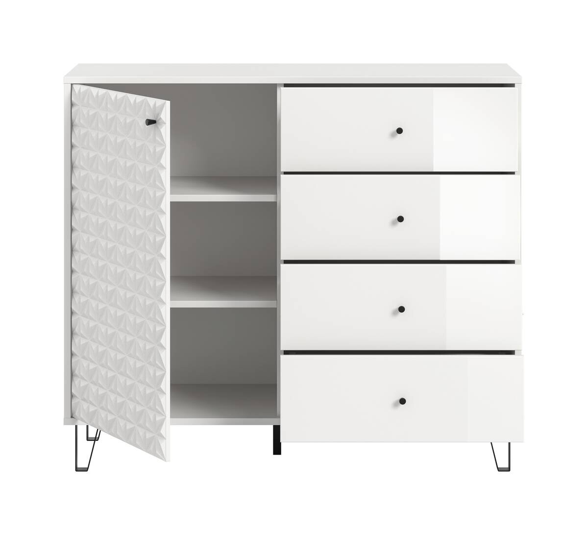Highboard PRISMA weiß weiß Hochglanz B/H/T: ca. 110x96x40 cm