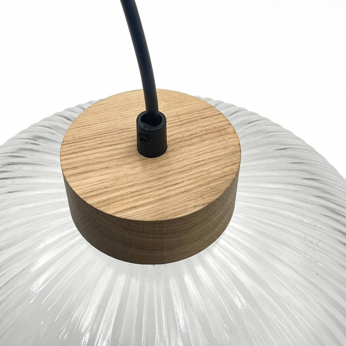 Lamkur Pendelleuchte Eiche Glas B/H/L: ca. 30x113x30 cm E27 1 Brennstellen