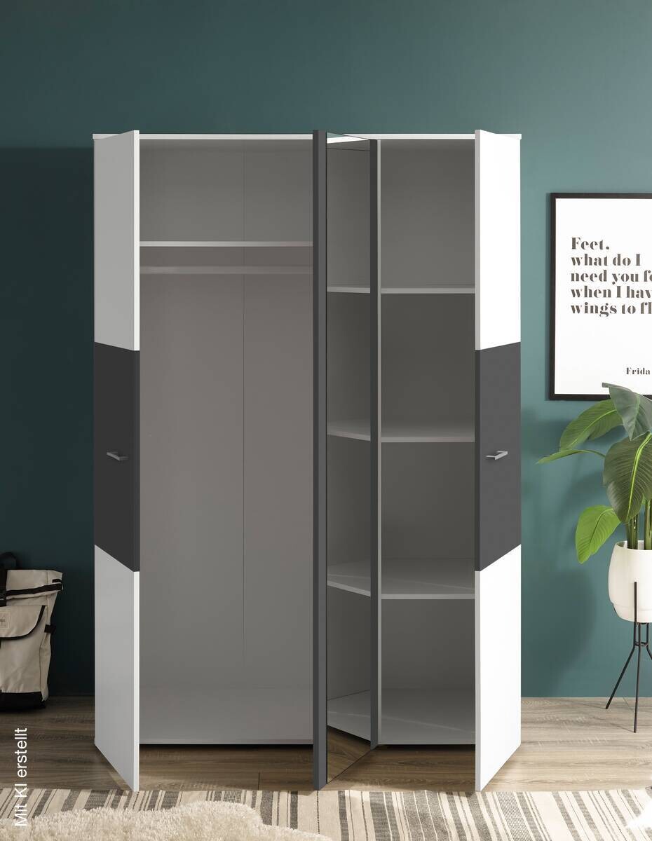 Kleiderschrank Alex weiß Graphit B/H/T: ca. 135x195x60 cm