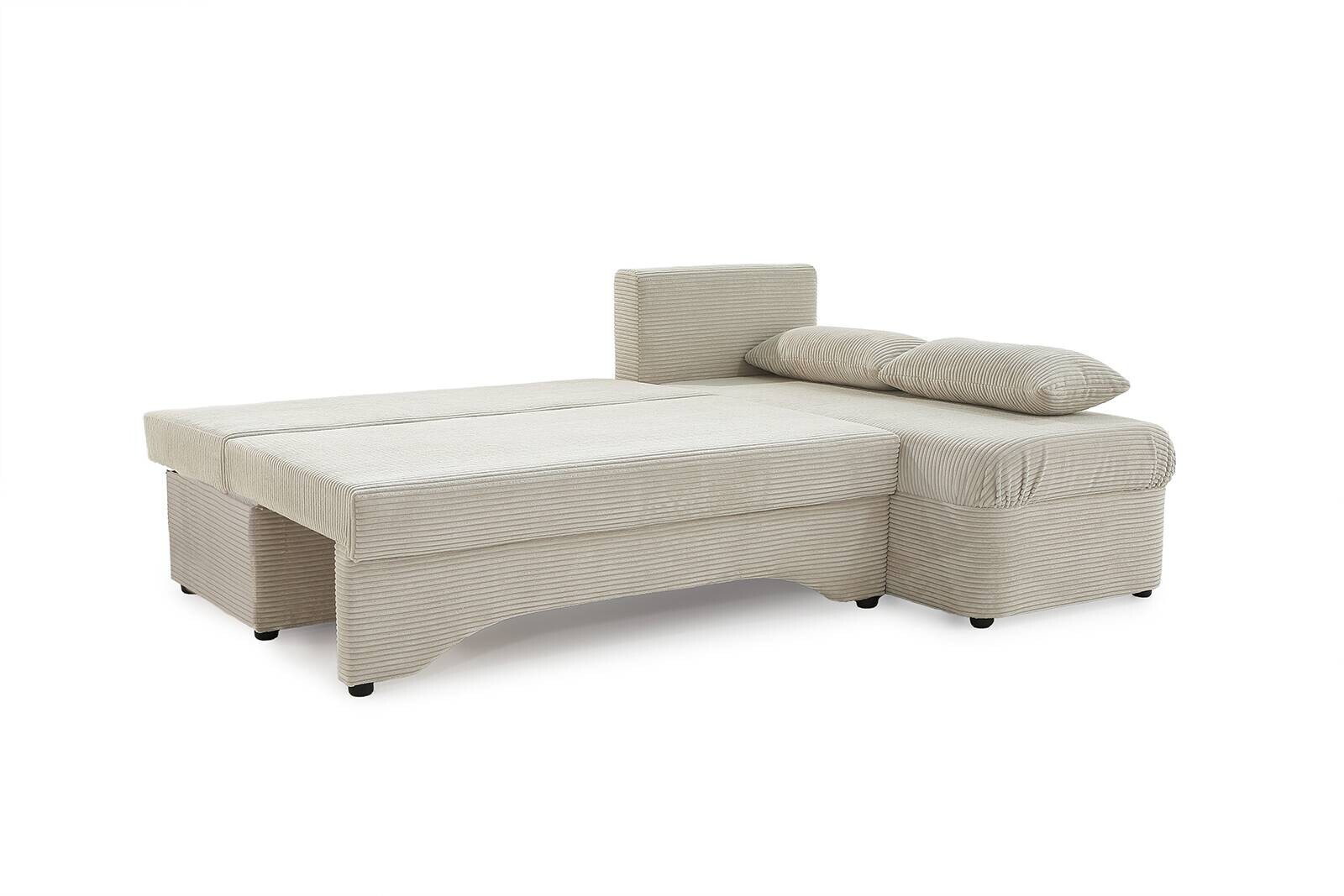 Ecksofa mit Bettfunktion und Bettkasten Greige Microfaser B/H/T: ca. 191x70x142 cm