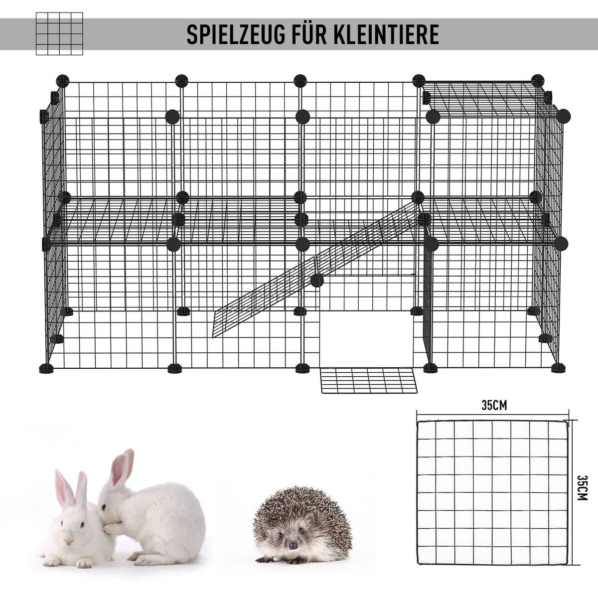PawHut Laufgitter schwarz Metall B/H/L: ca. 73x73x146 cm