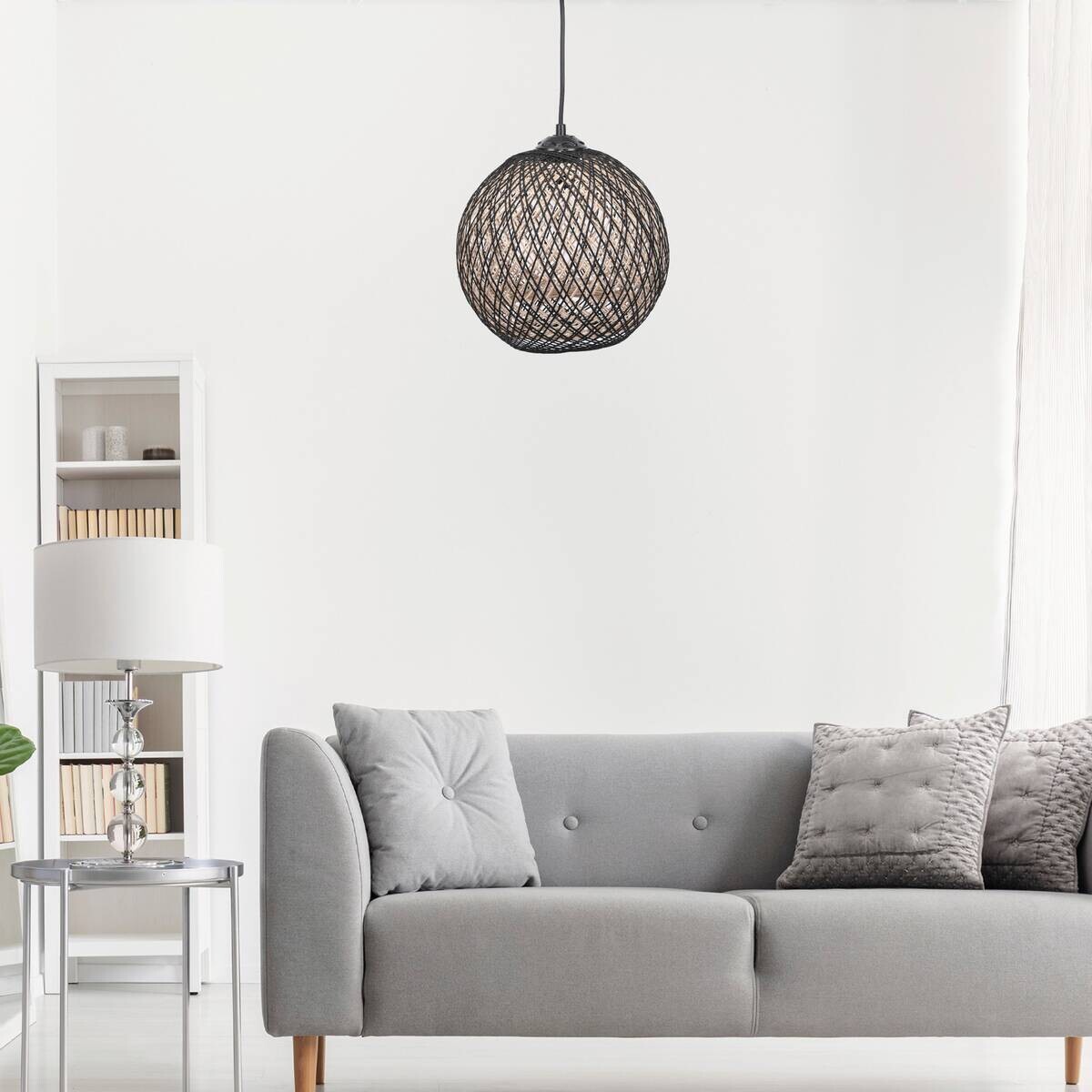 Opviq Pendelleuchte schwarz creme B/H/T/L: ca. 22x55x24x22 cm E27 1 Brennstellen