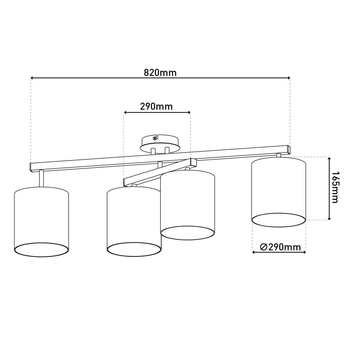 Näve Leuchten Deckenleuchte 1377022 silber Textil Metall Kunststoff B/H/T: ca. 29x33x82 cm E27 4 Brennstellen