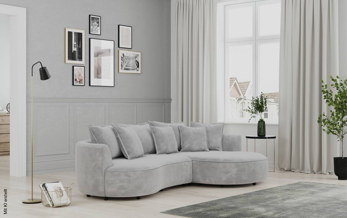 Ecksofa stone Microfaser B/H/T: ca. 287x66x168 cm