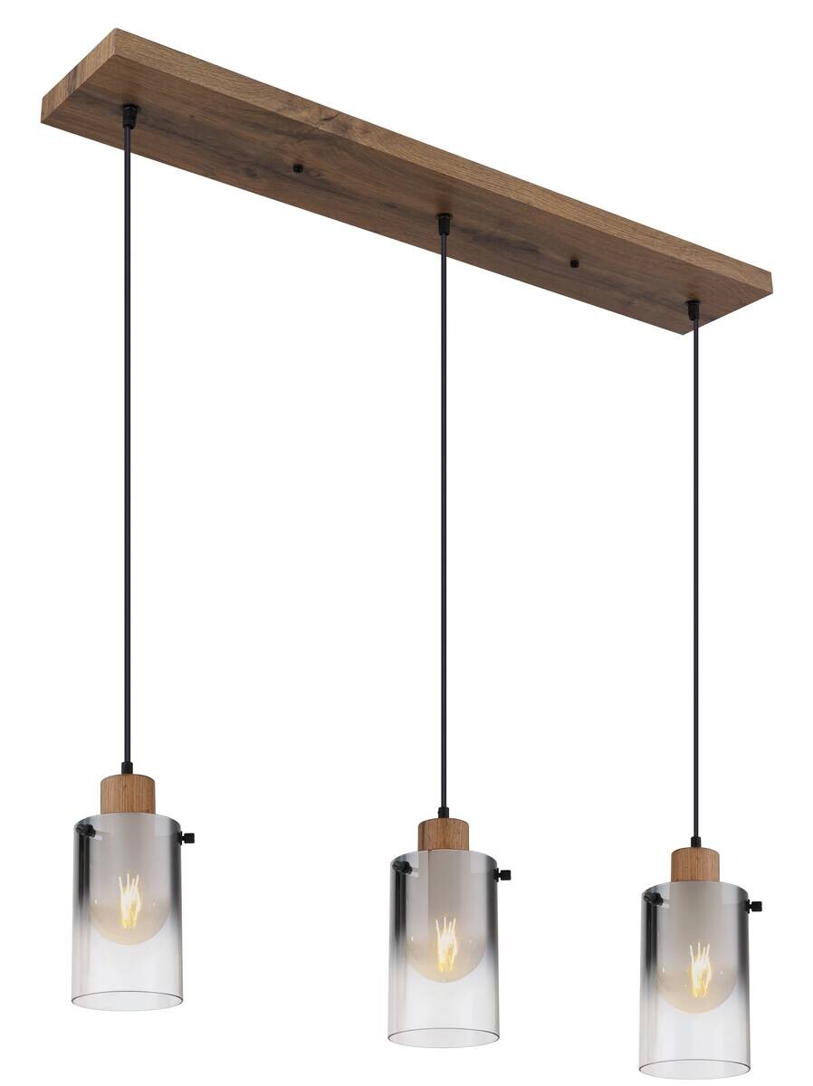 POCOline Pendelleuchte Juna natur Glas Metall B/H/L: ca. 12,5x120x64 cm E27 3 Brennstellen
