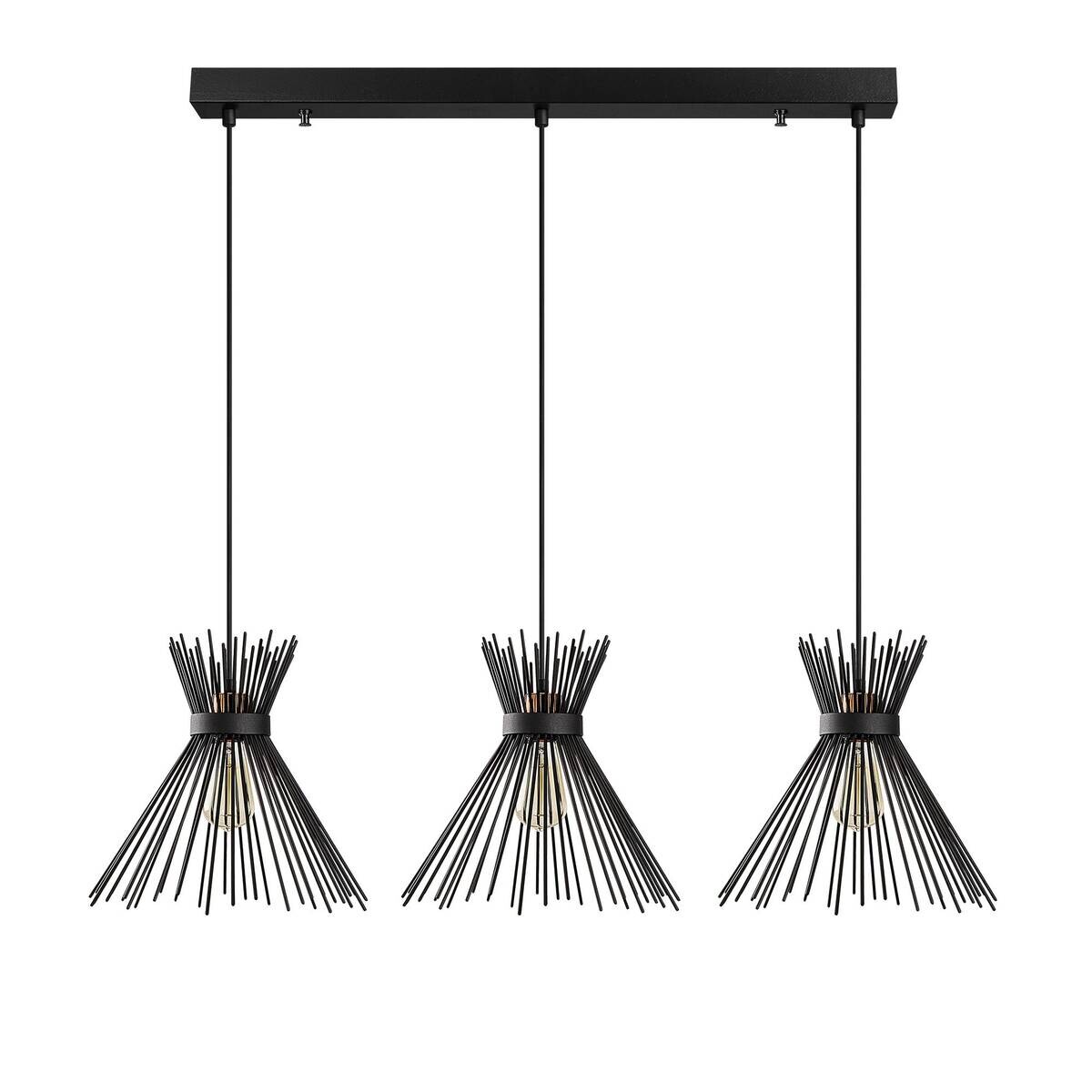 Opviq Pendelleuchte Kirpi schwarz B/H/T/L: ca. 104x129x34x104 cm E27 3 Brennstellen
