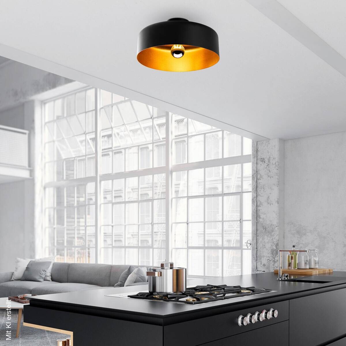Opviq Deckenleuchte schwarz Metall B/H/T/L/D: ca. 35x18x35x35x35 cm E27 1 Brennstellen