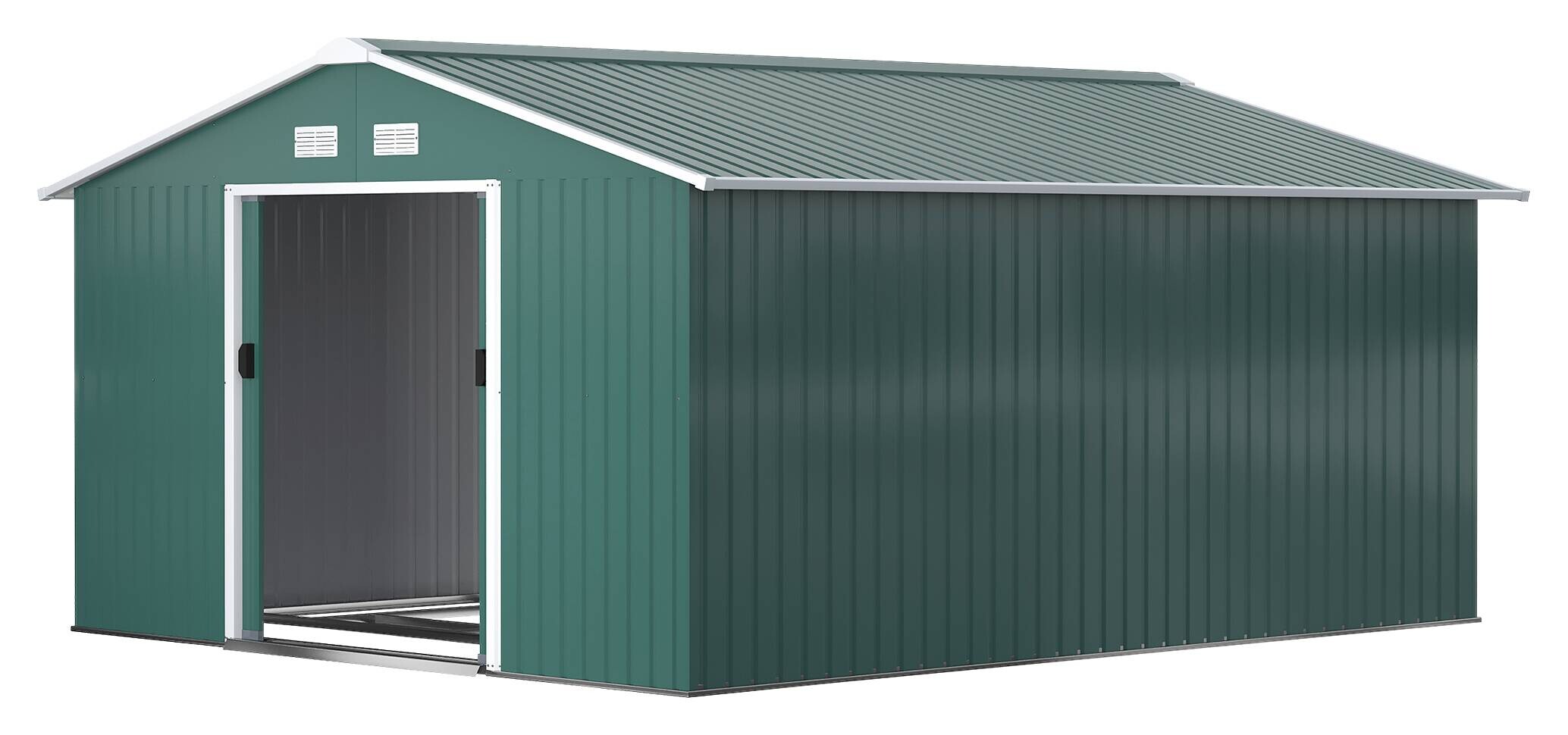 Outsunny Gerätehaus dunkelgrün B/H/L: ca. 386x200x340 cm