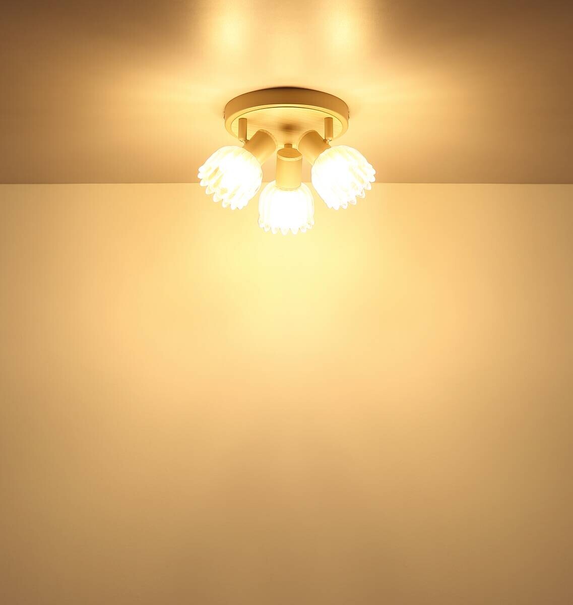 GLOBO Strahler sand Glas Metall B/H/L: ca. 11x20x20,5 cm E14 3 Brennstellen