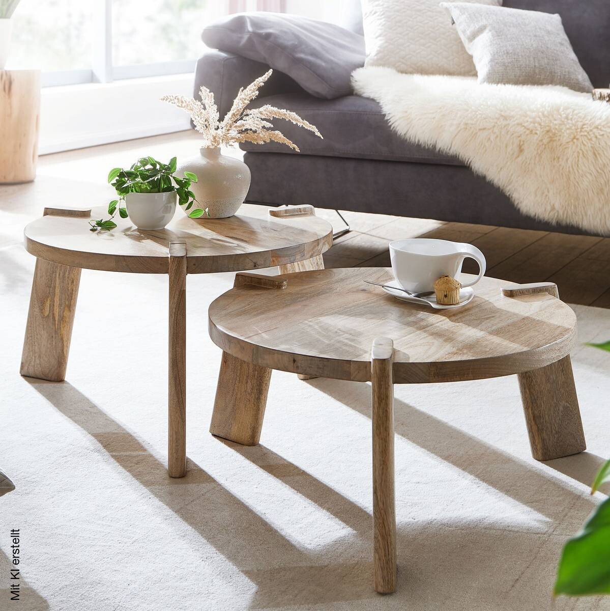 Couchtisch 2er-Set. natur