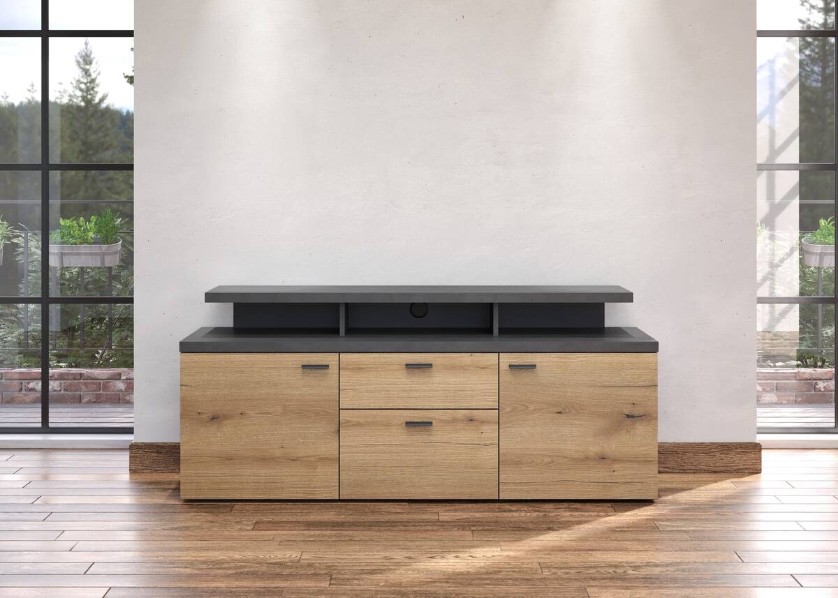 TV-Lowboard Mood Eiche Evoke Coast Nachbildung Matera Nachbildung B/H/T: ca. 151x66x47 cm